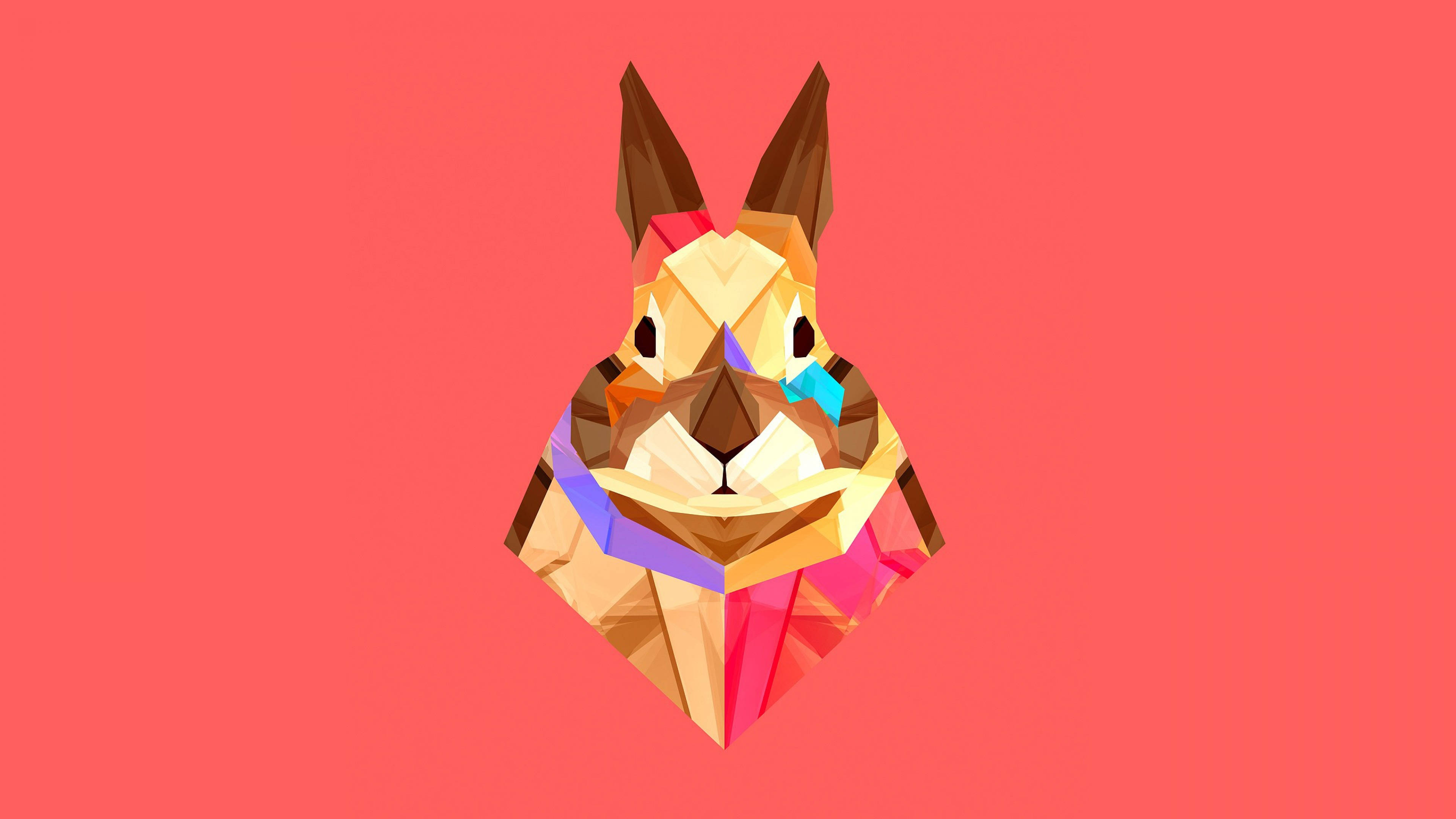 4K Vector Rabbit, low-poly rabbit head, geometric facets, 4K Desktop Wallpaper