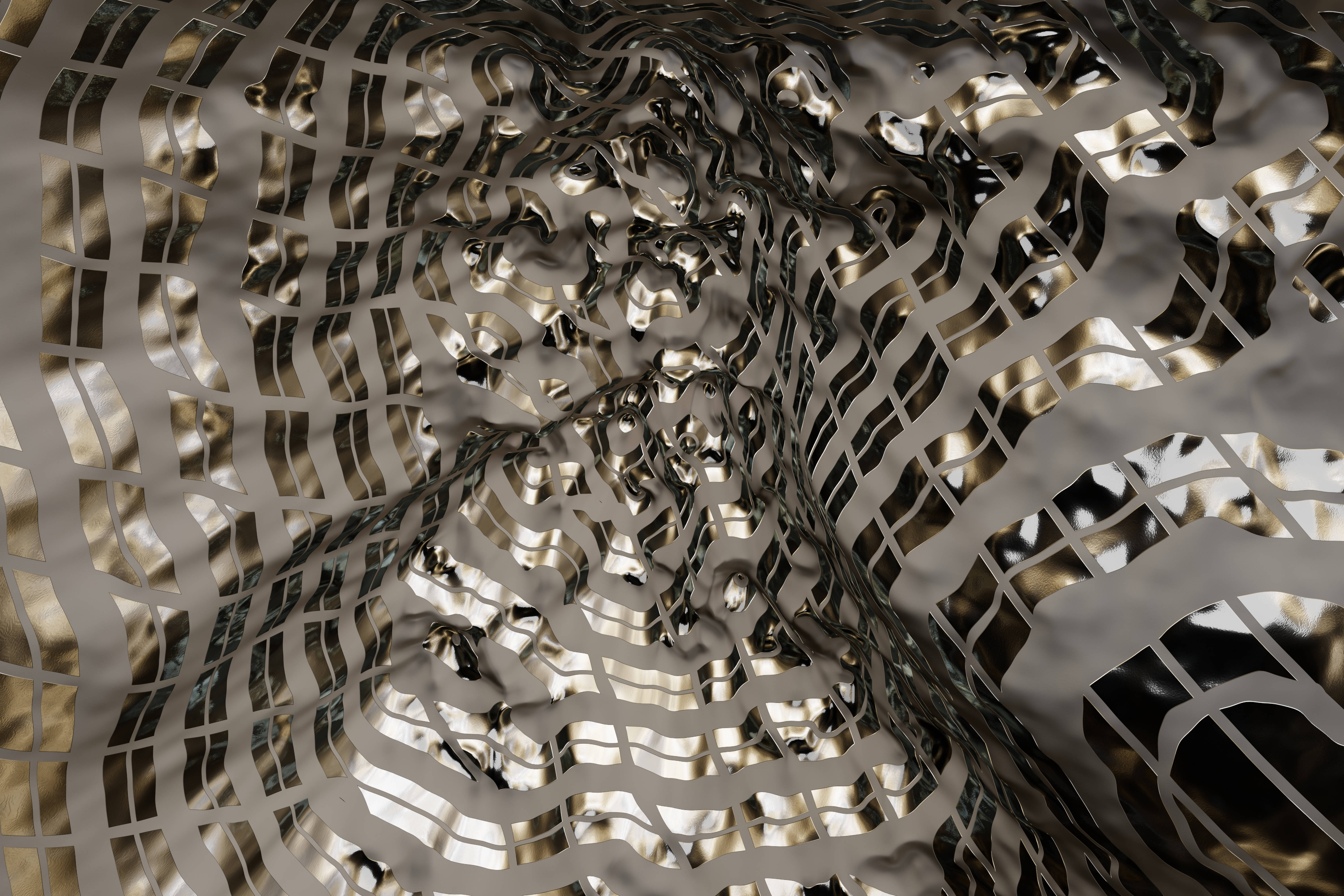 4K Vector, metallic tunnel, wavy ribbons, 5K Desktop Wallpaper
