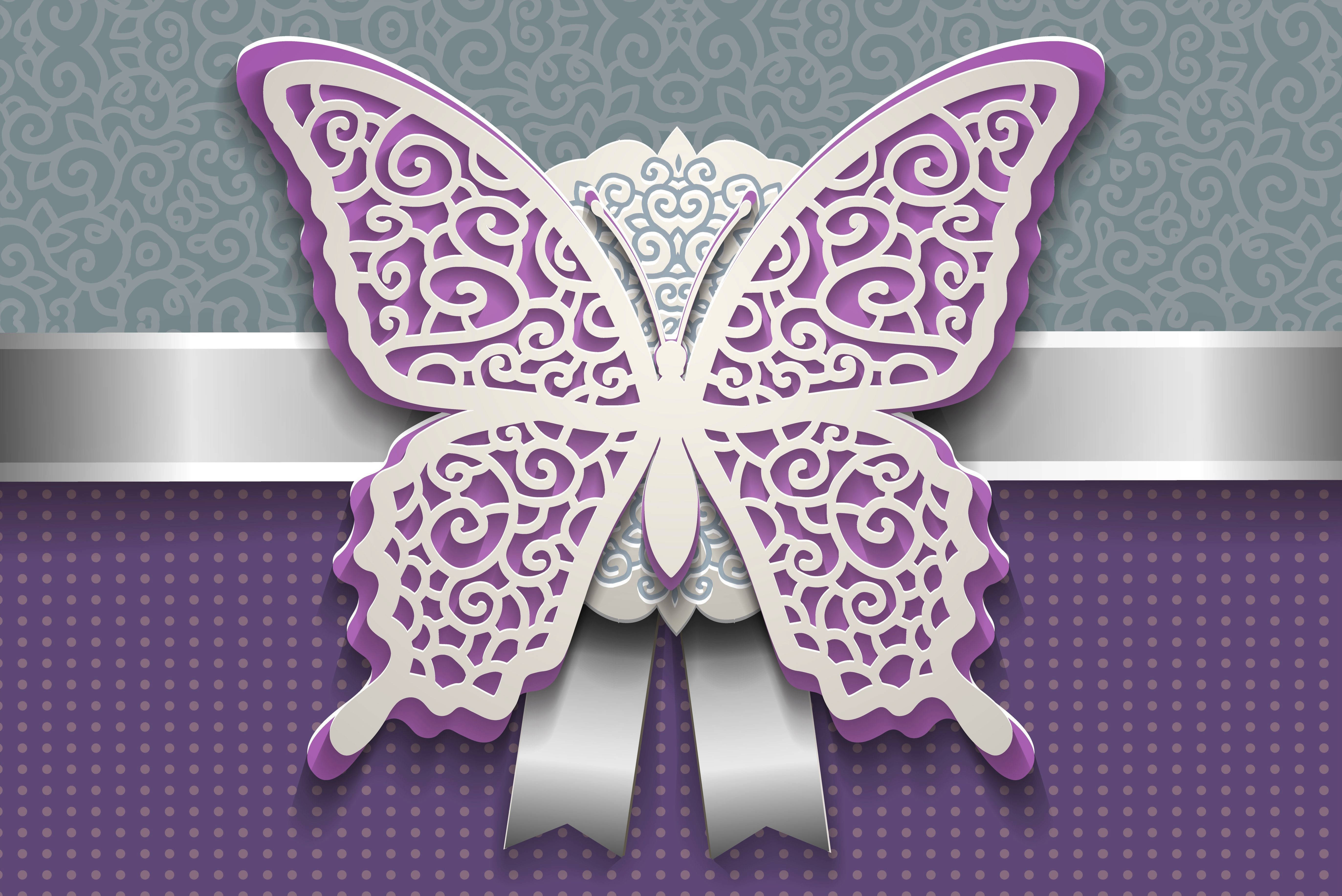4K Vector Butterfly, white and purple, ornate butterfly, 5K Desktop Wallpaper