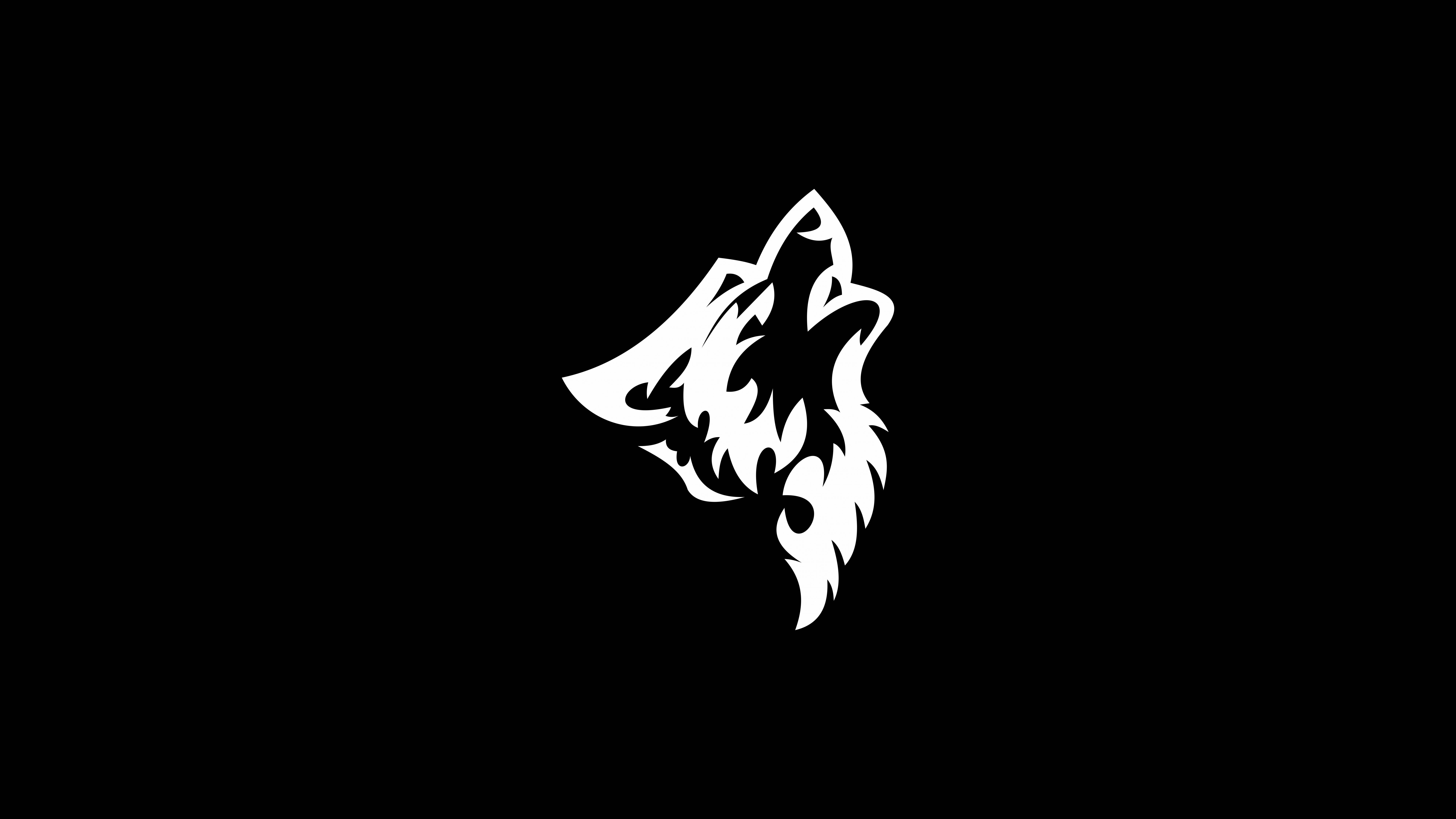 4K Ultra HD, wolf head silhouette, stark white, 8K Desktop Wallpaper