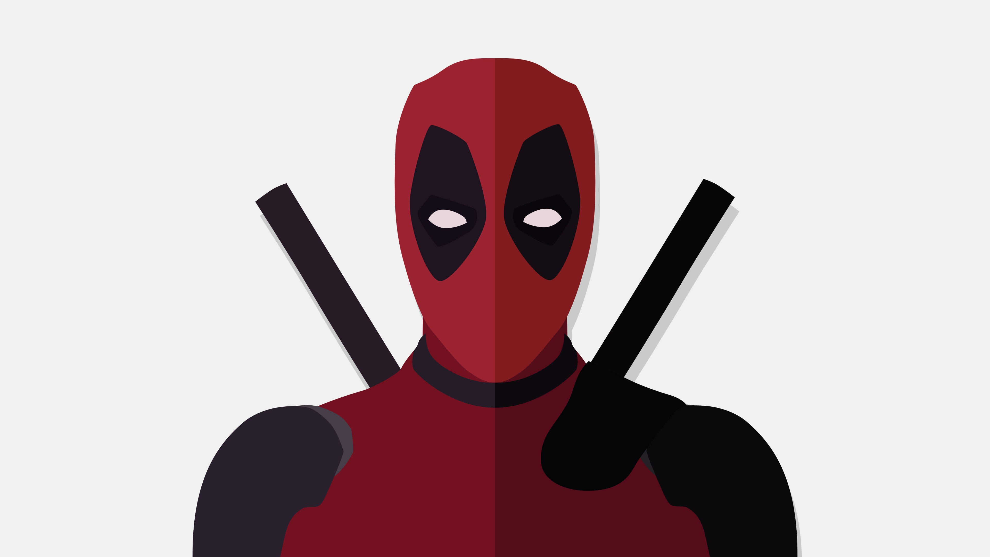 4K Vector, minimalist Deadpool, red and black suit, 4K Desktop Wallpaper