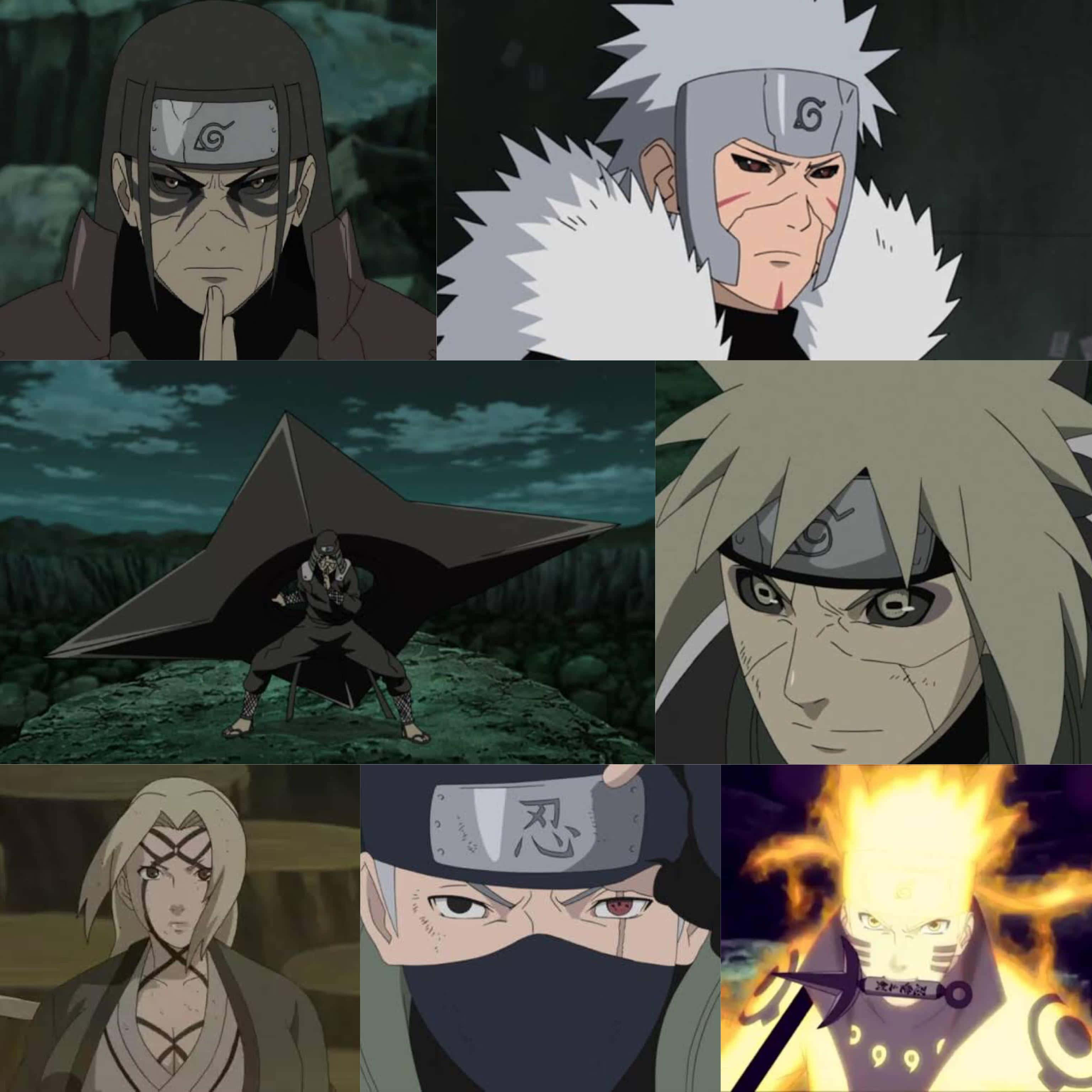 4th Great Ninja War, anime ninja characters, dramatic poses, 2K Desktop Wallpaper