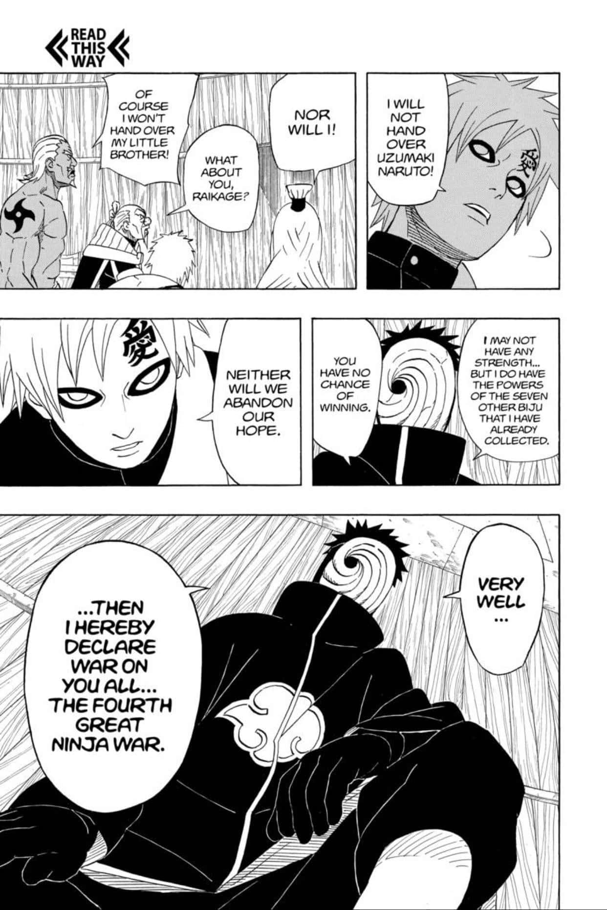4th Great Ninja War, manga panel, black and white, HD Phone Wallpaper