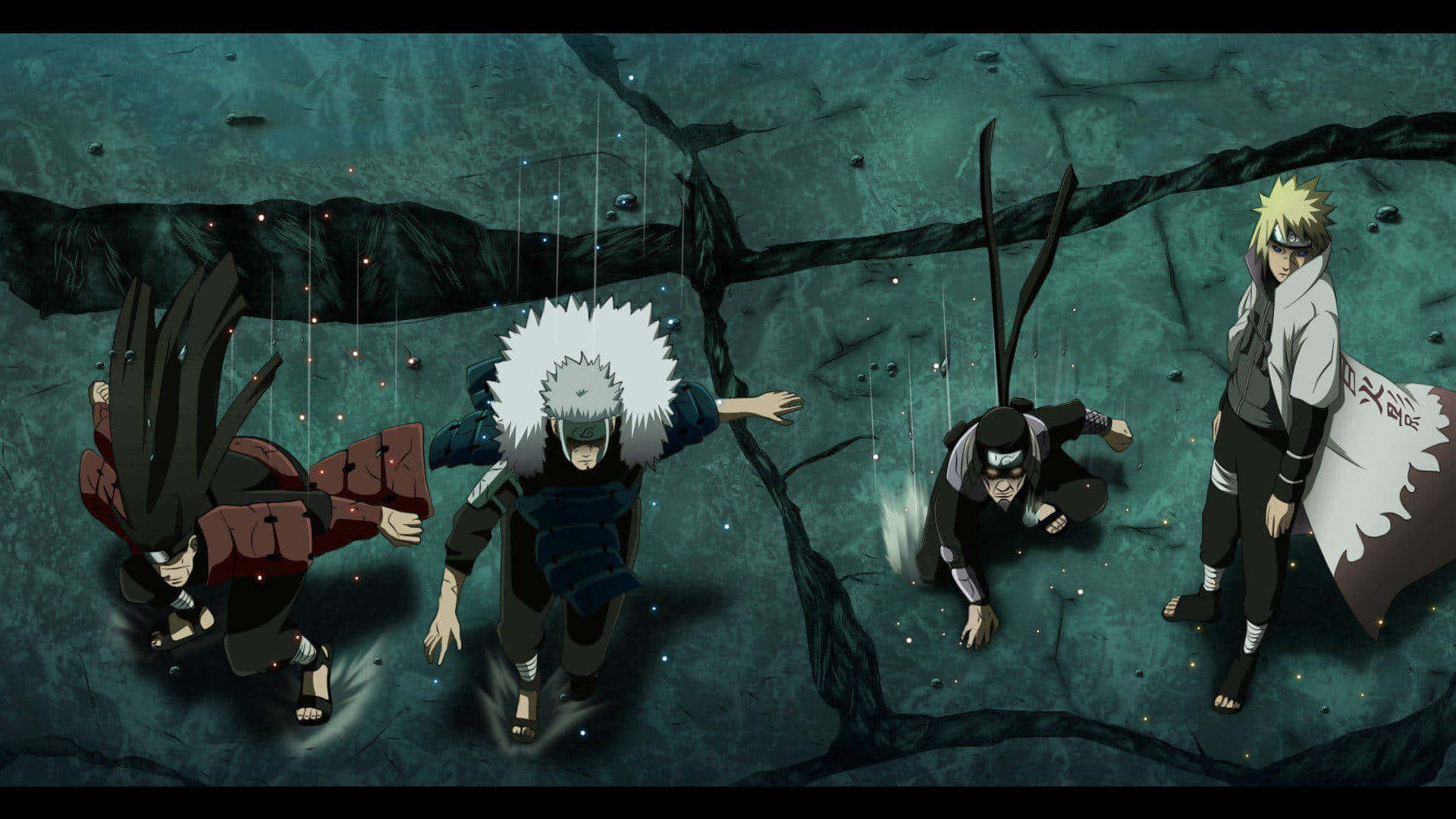 4th Great Ninja War, teal battlefield, sparks, Full HD Desktop Wallpaper
