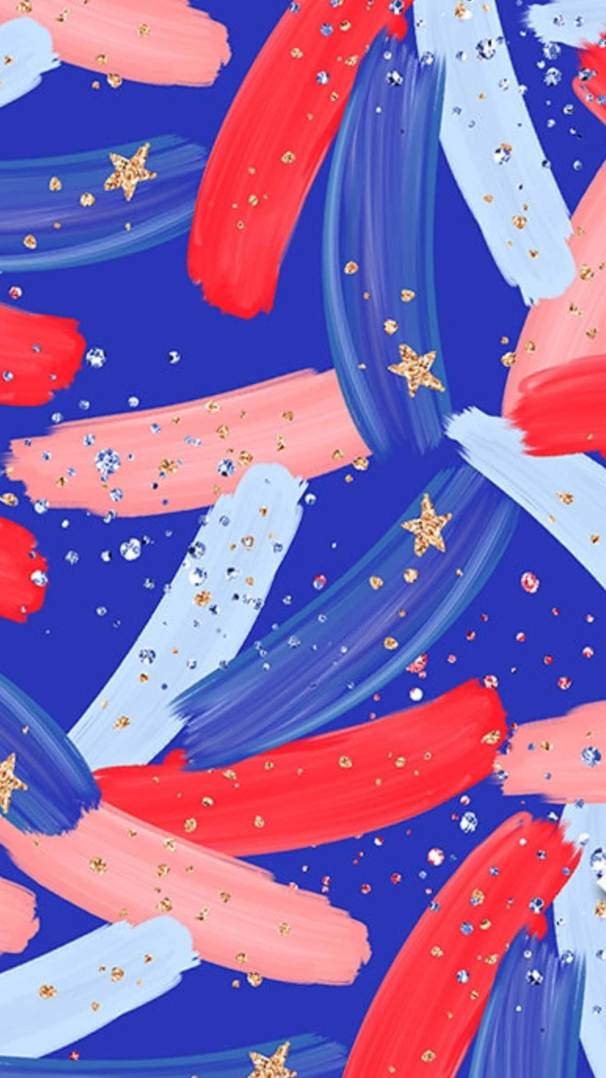 4th of July, red white and blue, gold stars, Full HD Phone Wallpaper