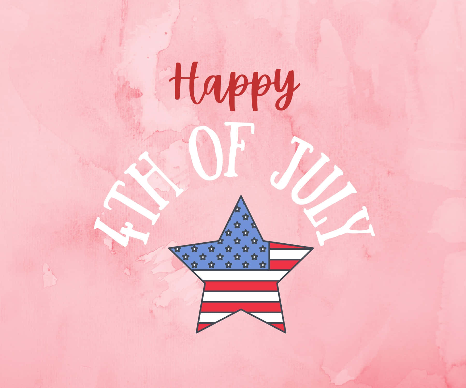 4th of July, pink watercolor background, patriotic star, HD Desktop Wallpaper