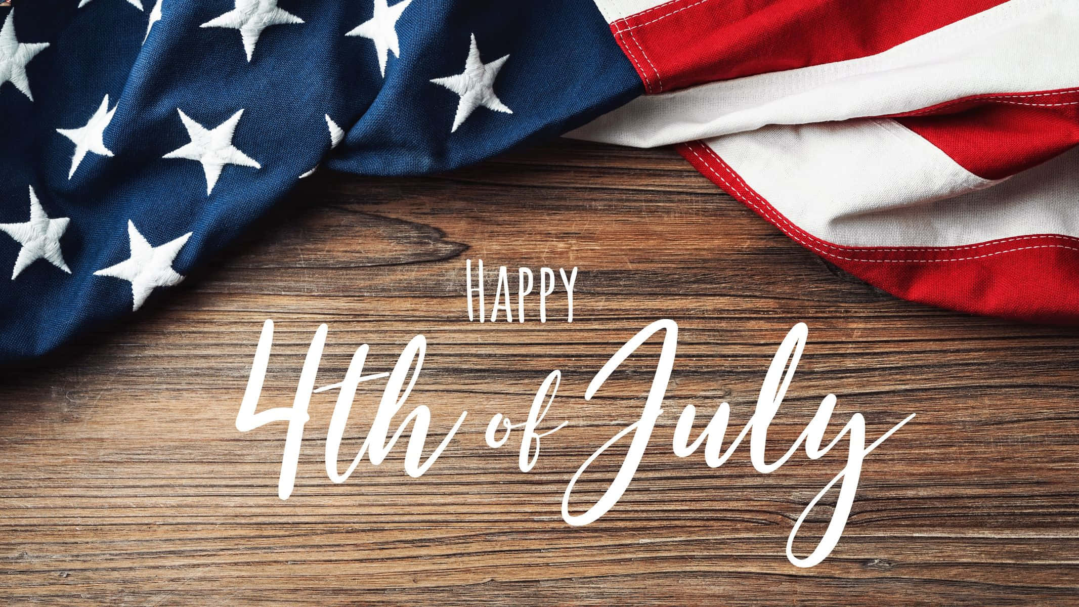 American flag, rustic wood, white cursive text, Full HD Desktop Wallpaper