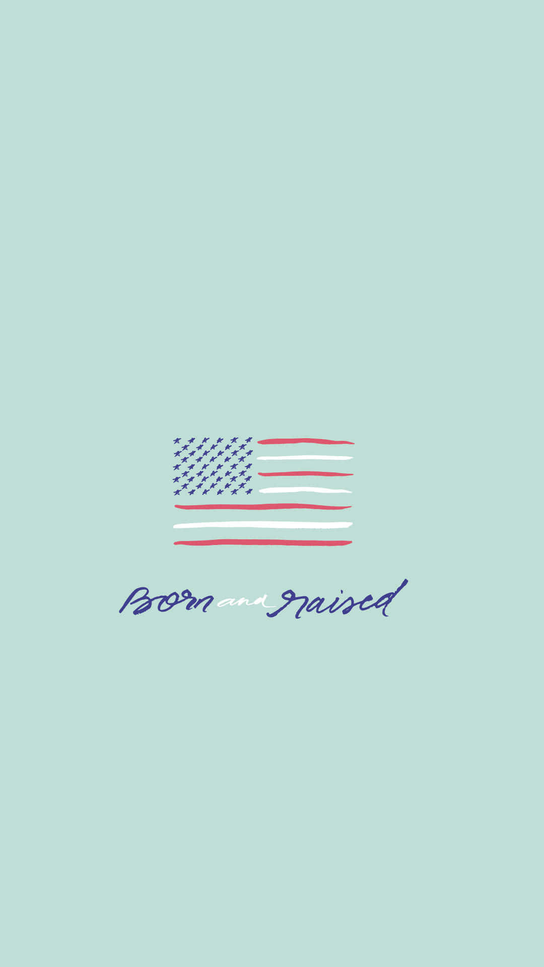 4th of July Bornand Raised Aesthetic, mint background, stylized American flag, Full HD Phone Wallpaper