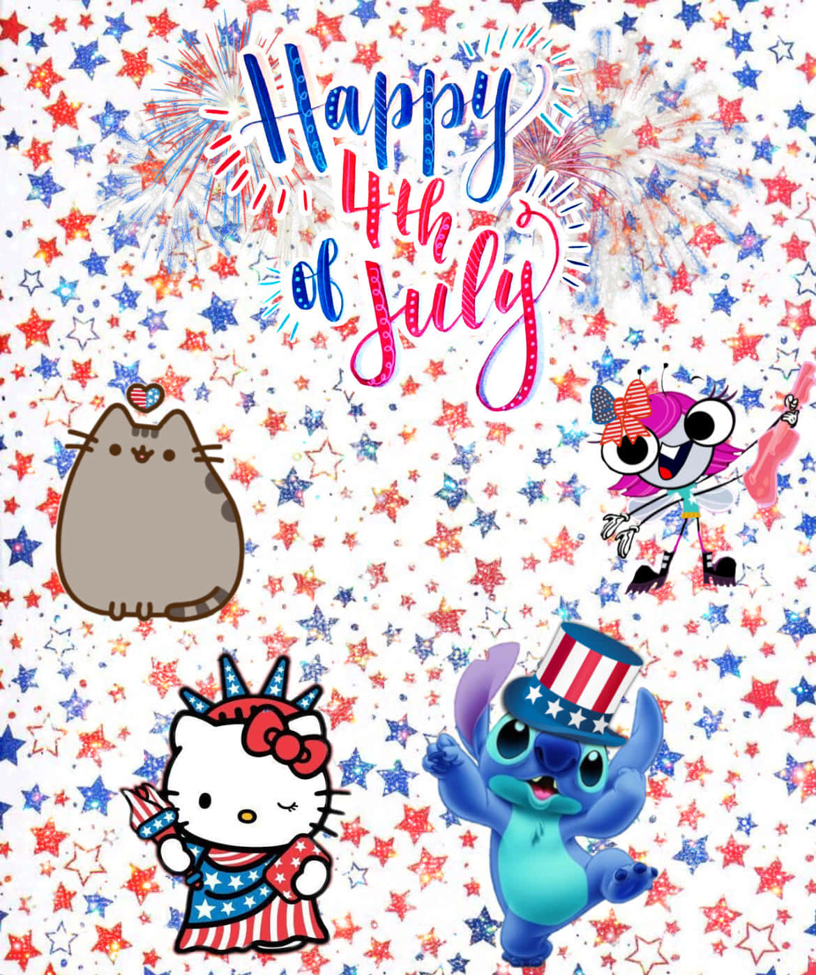 4th of July, fireworks, stars, HD Phone Wallpaper
