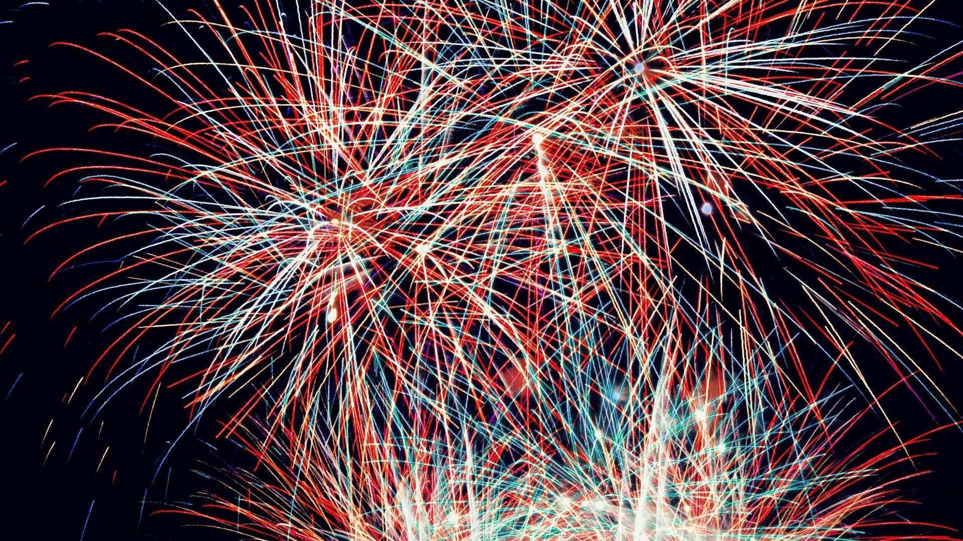 4th of July, fireworks, red, Full HD Desktop Wallpaper