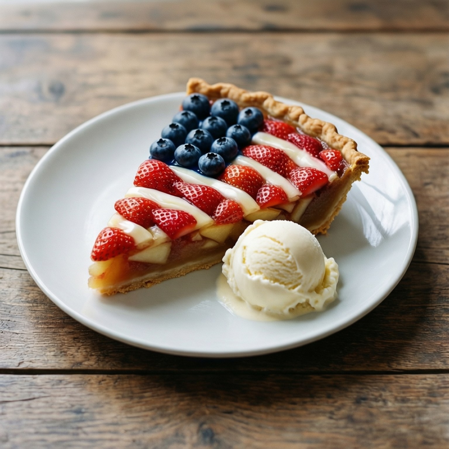 flag pie, blueberries, strawberries, HD Desktop Wallpaper