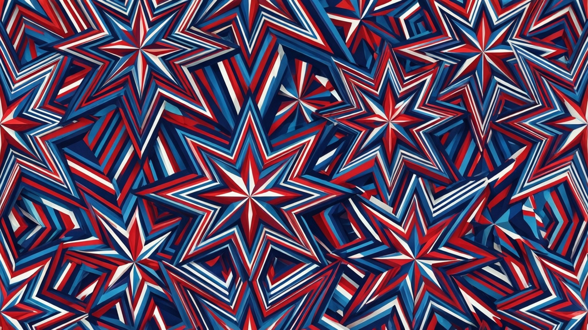 geometric stars, red white and blue, sharp geometric outlines, Full HD Desktop Wallpaper