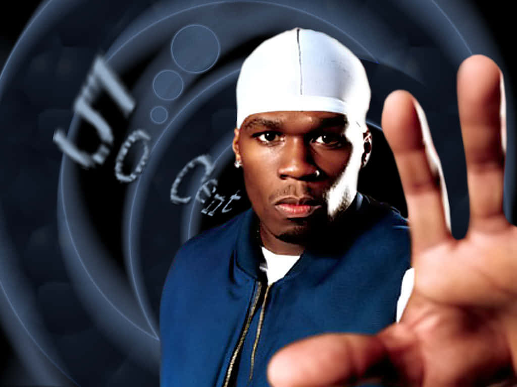50 Cent, white cap, blue jacket, SD Desktop Wallpaper