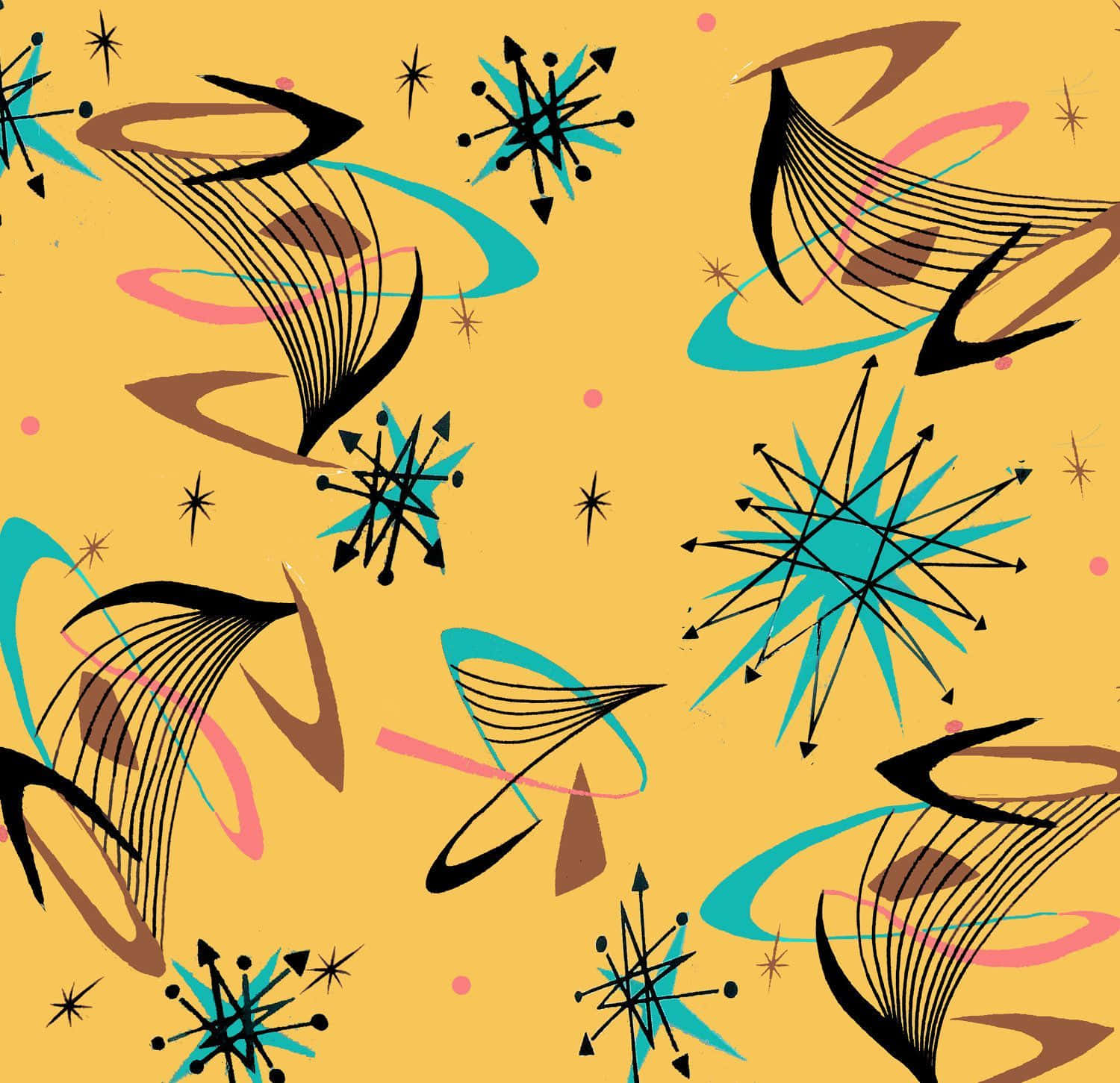 50s Style, mid-century modern, mustard yellow, HD Desktop Wallpaper