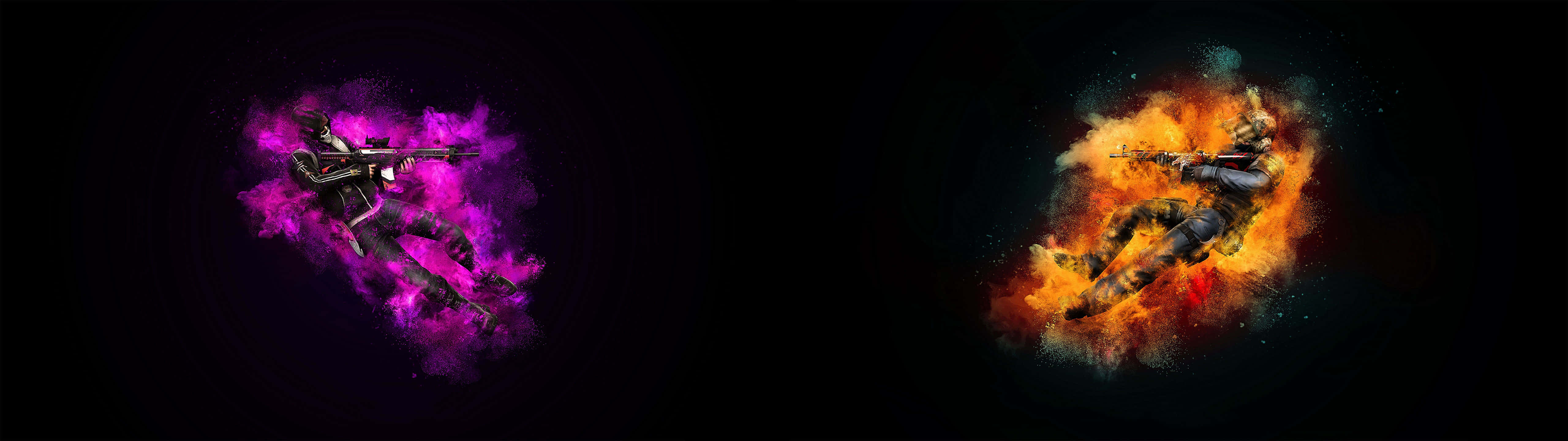 5120x1440 dual screen, purple, orange, 5K Desktop Wallpaper
