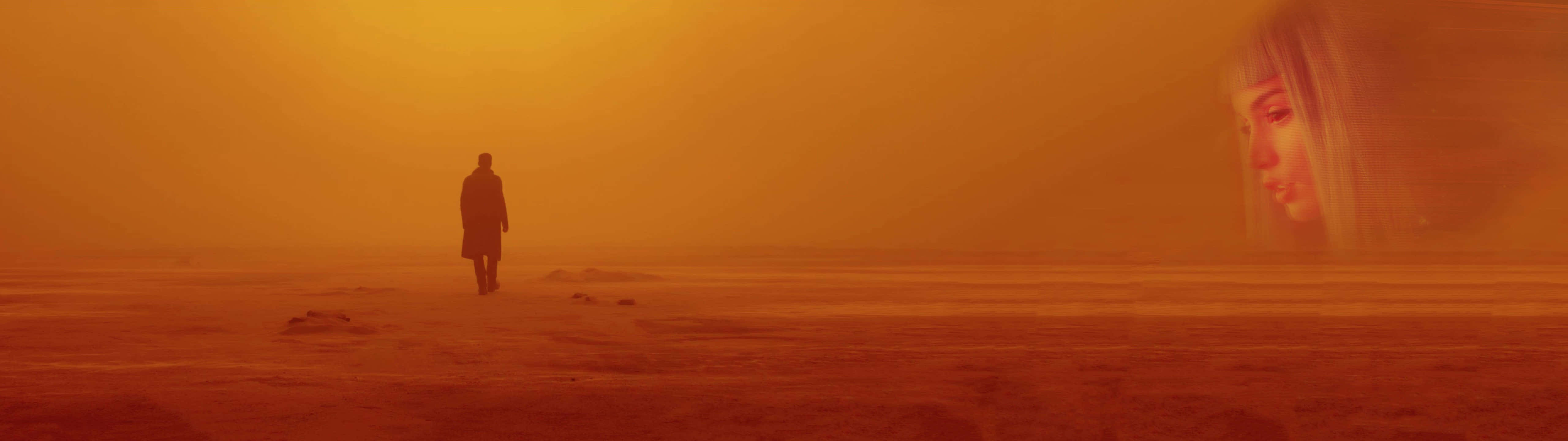 5120x1440 dual screen, orange desert, ghostly woman, 5K Desktop Wallpaper
