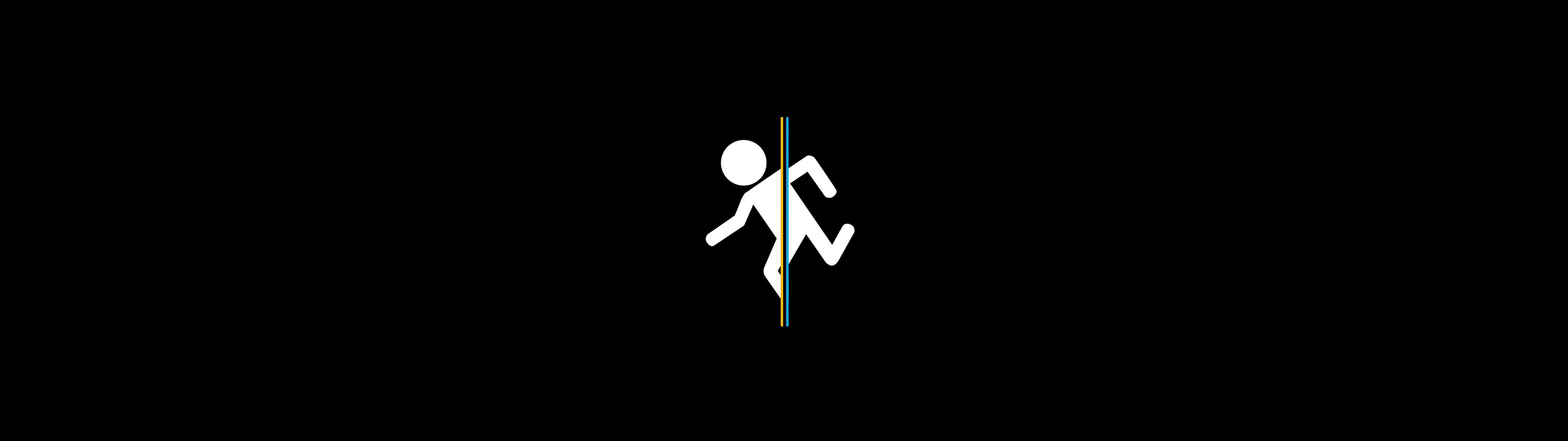 5120x1440 dual screen, white stick figure, stark black background, 5K Desktop Wallpaper