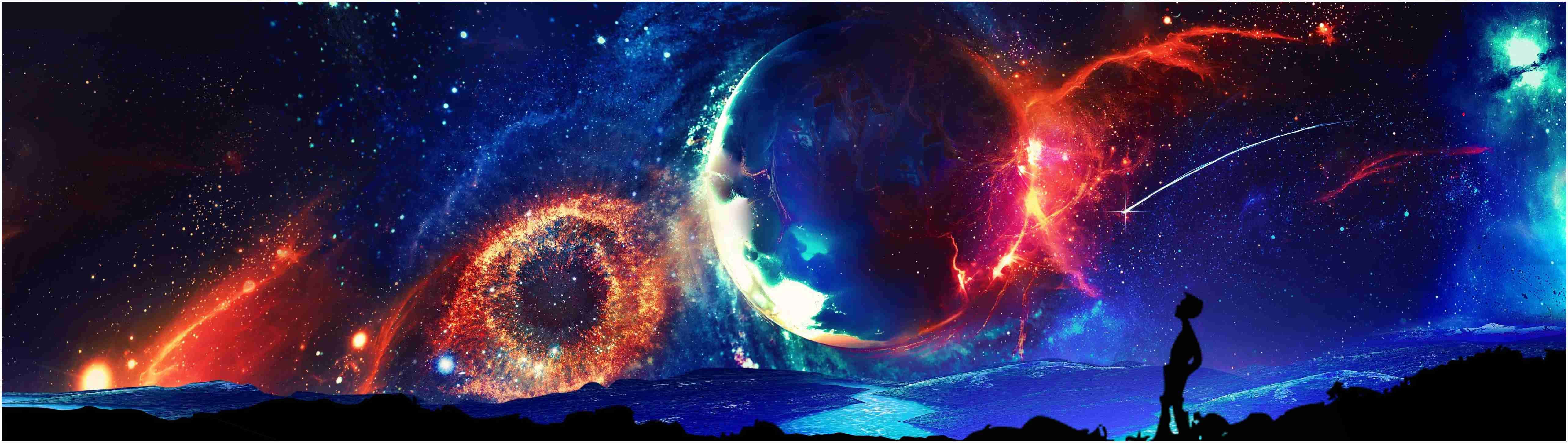 5120x1440 dual screen, cosmic landscape, nebula, 5K Desktop Wallpaper