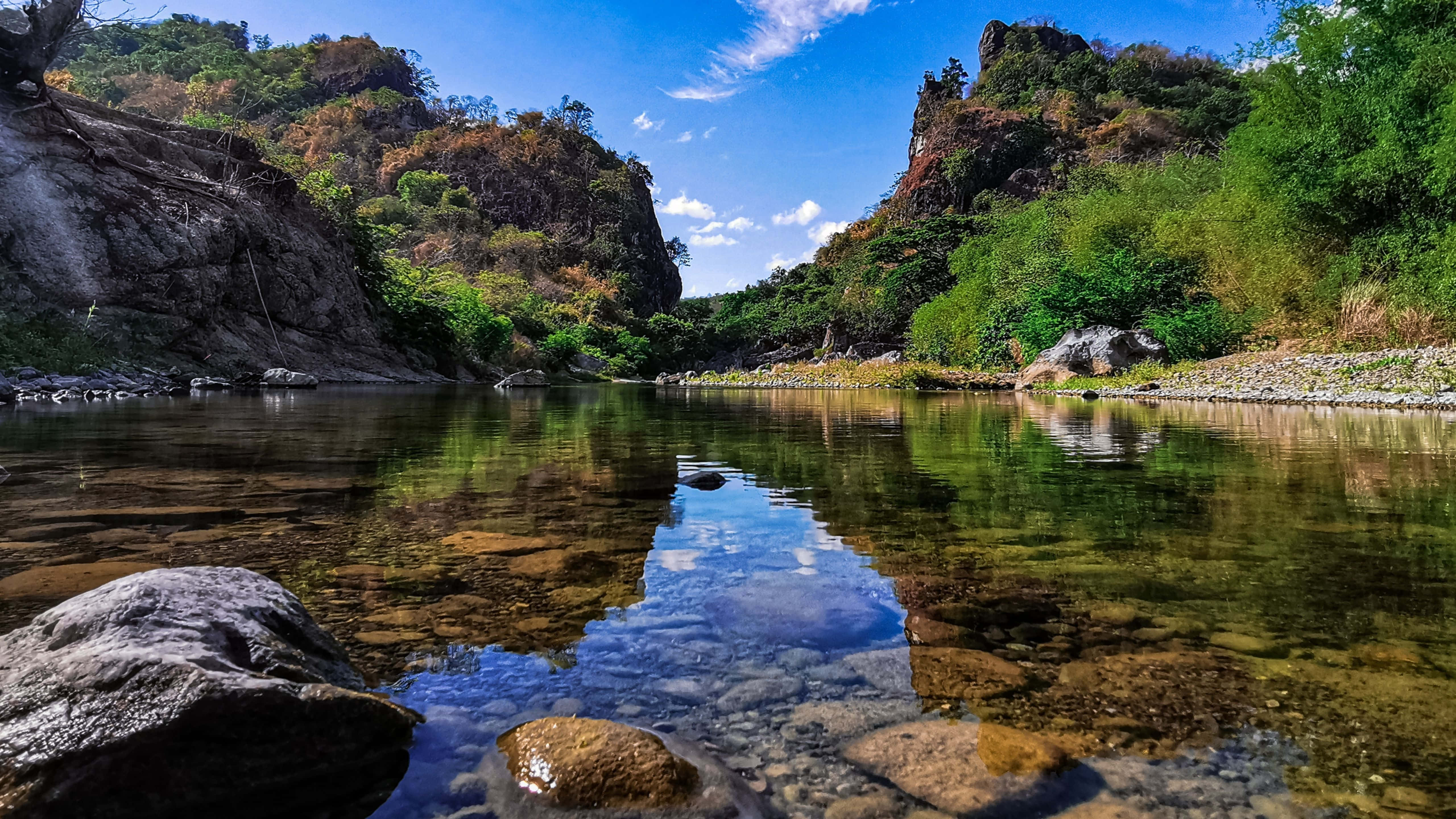 5120x2880, crisp blue sky, serene river, 5K Desktop Wallpaper