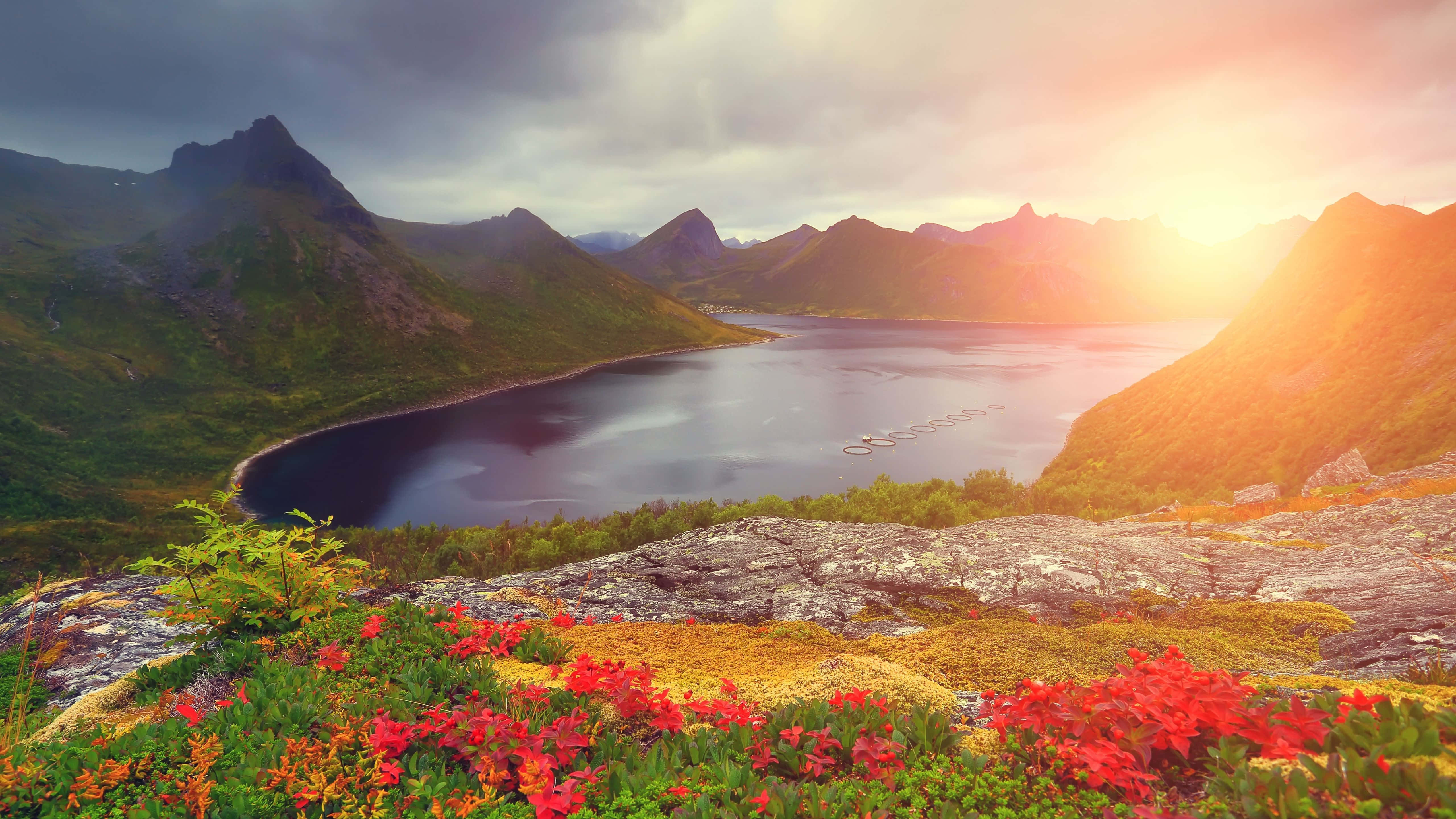 5120x2880, Sunset, fjord, 5K Desktop Wallpaper
