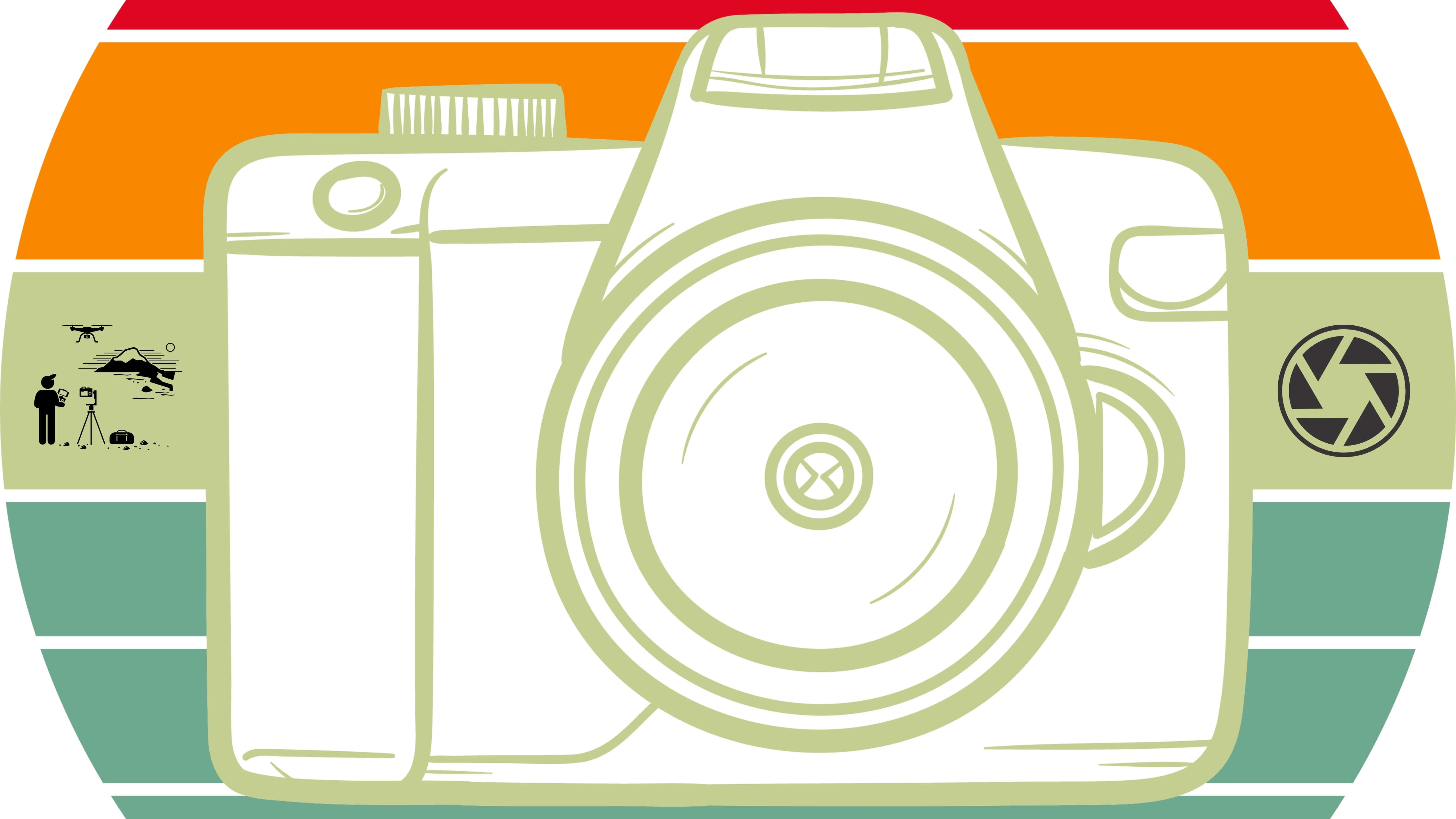 5120x2880, green outline, retro striped background, 5K Desktop Wallpaper