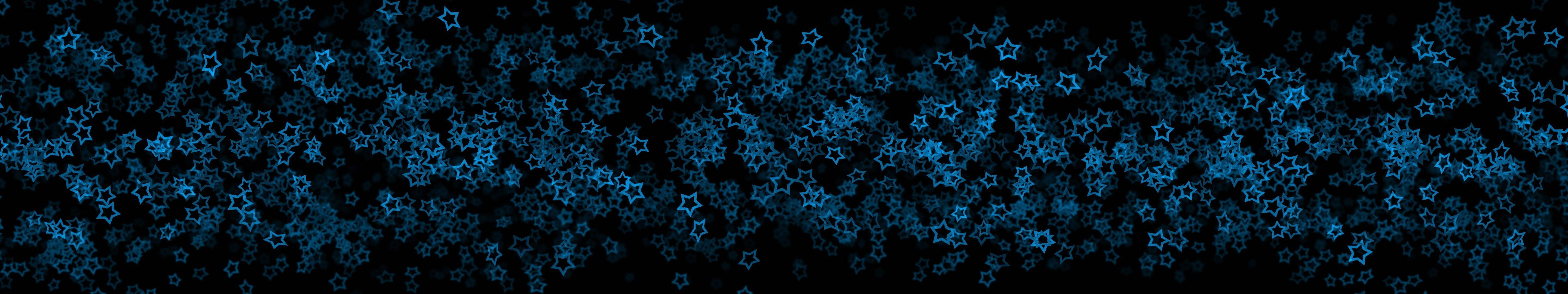 dark abstract blue star confetti, glowing blue geometric stars, deep black digital void, 5K Desktop Wallpaper