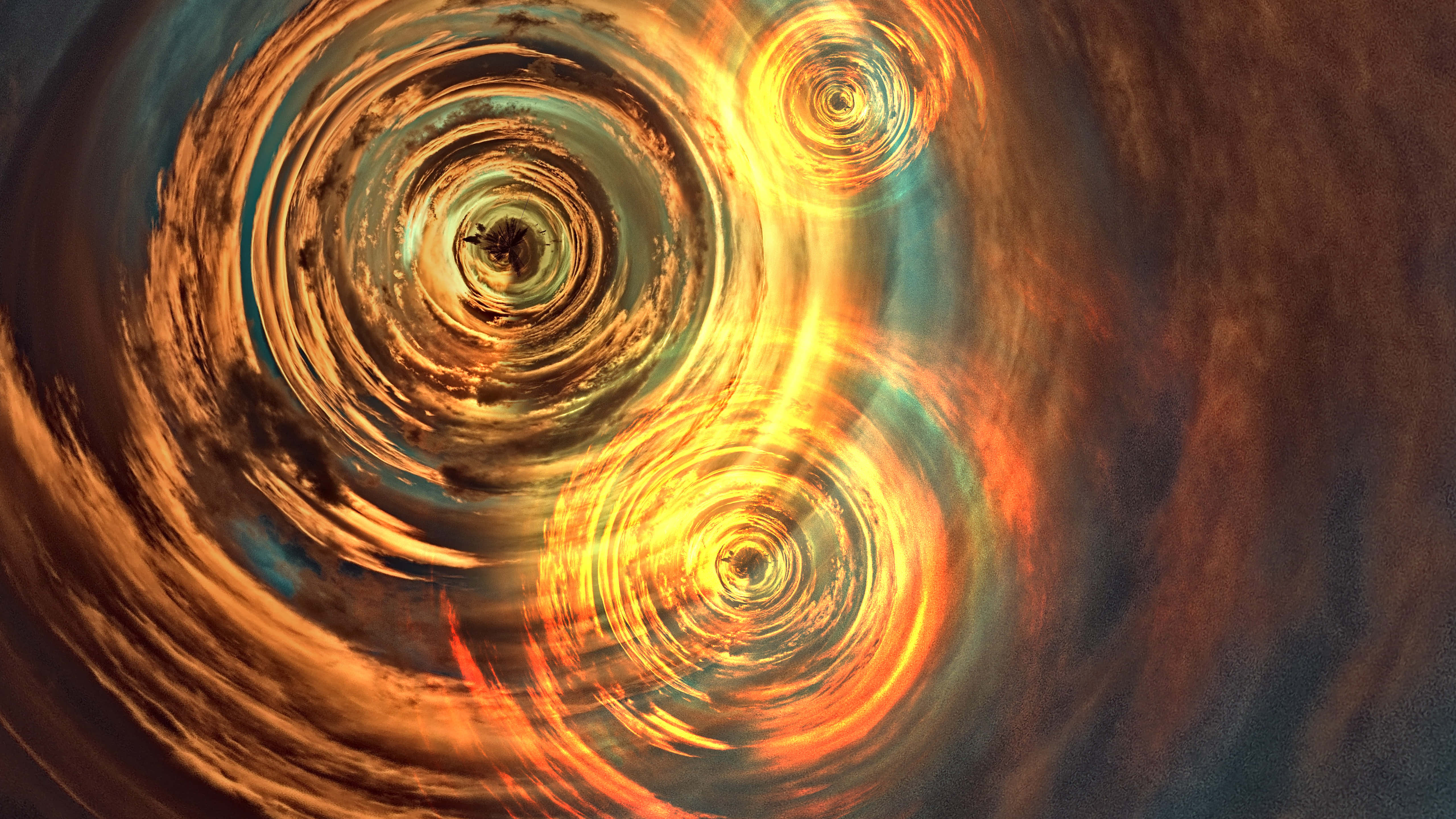 Swirls 5K Desktop, orange gold, teal, 5K Desktop Wallpaper