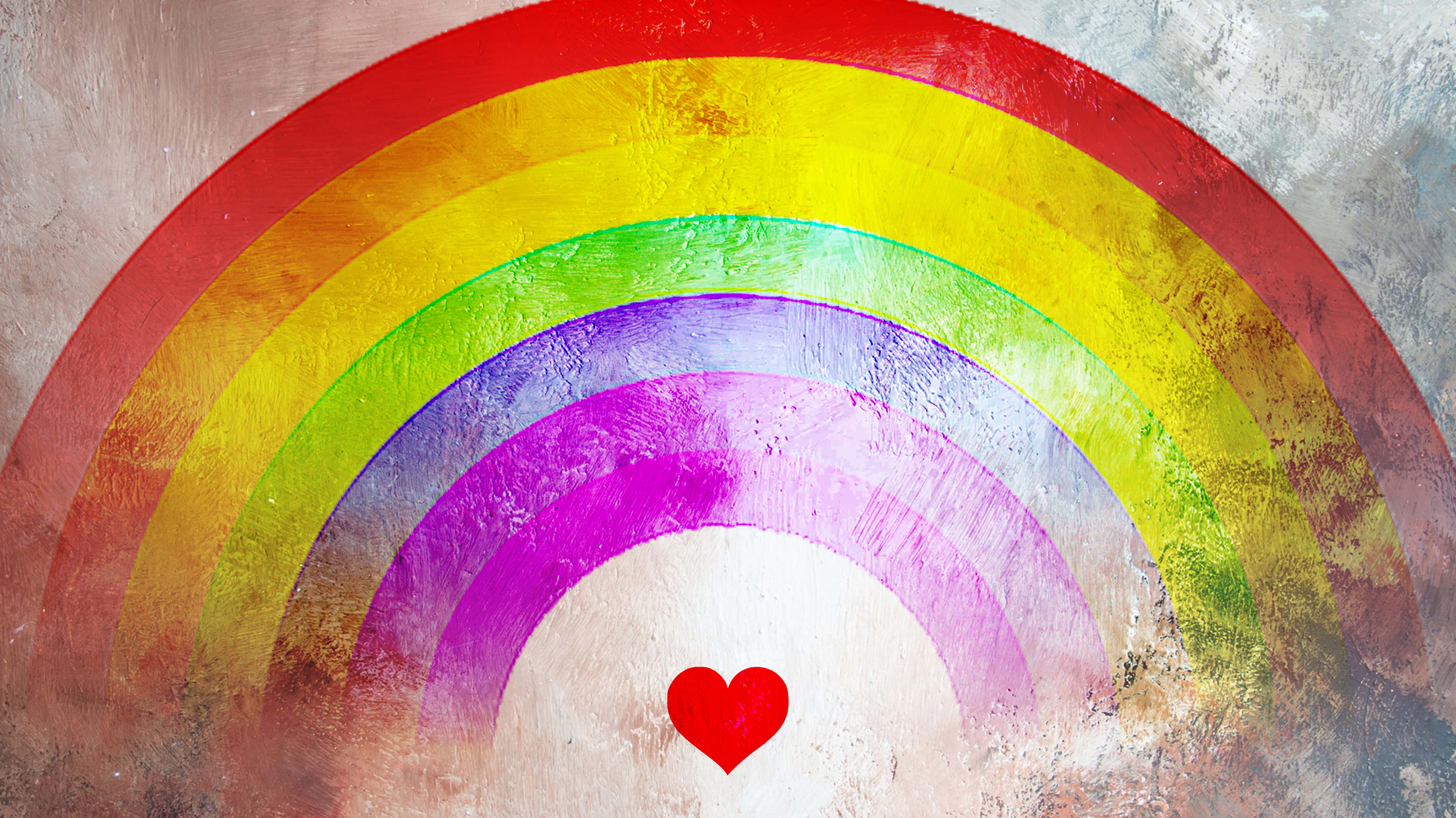 5K Desktop, rainbow, textured wall, 5K Desktop Wallpaper