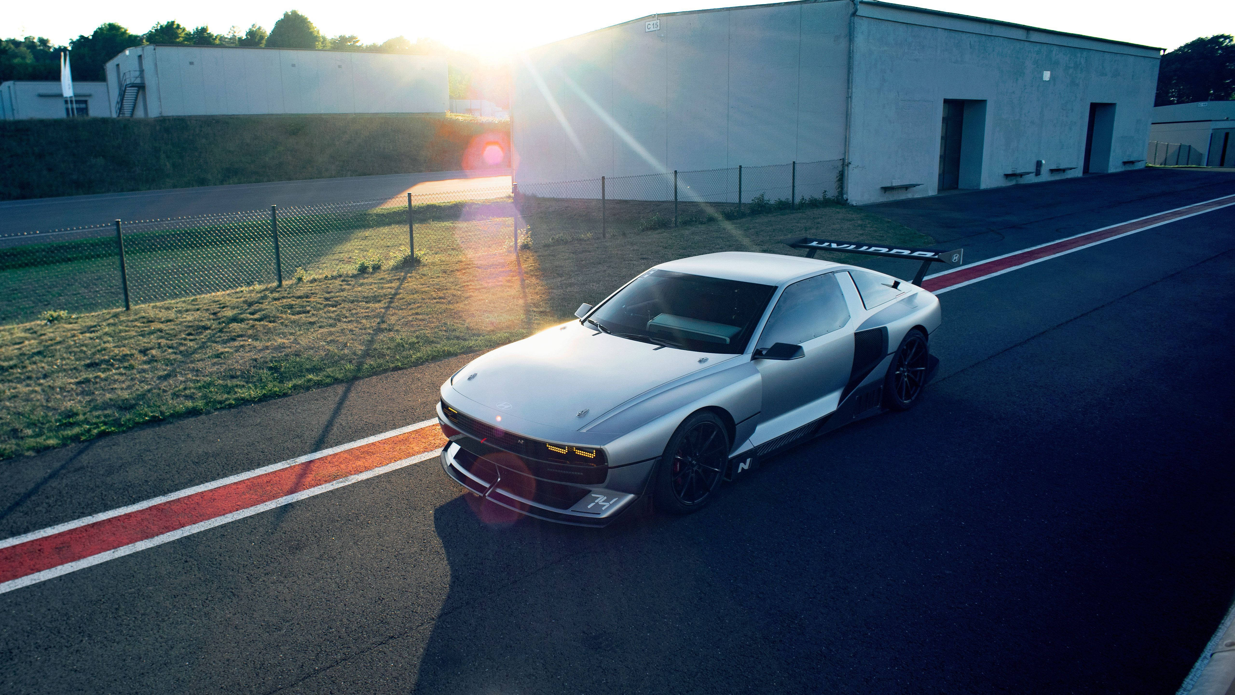 Classic Hyundai Car, silver, black accents, 5K Desktop Wallpaper