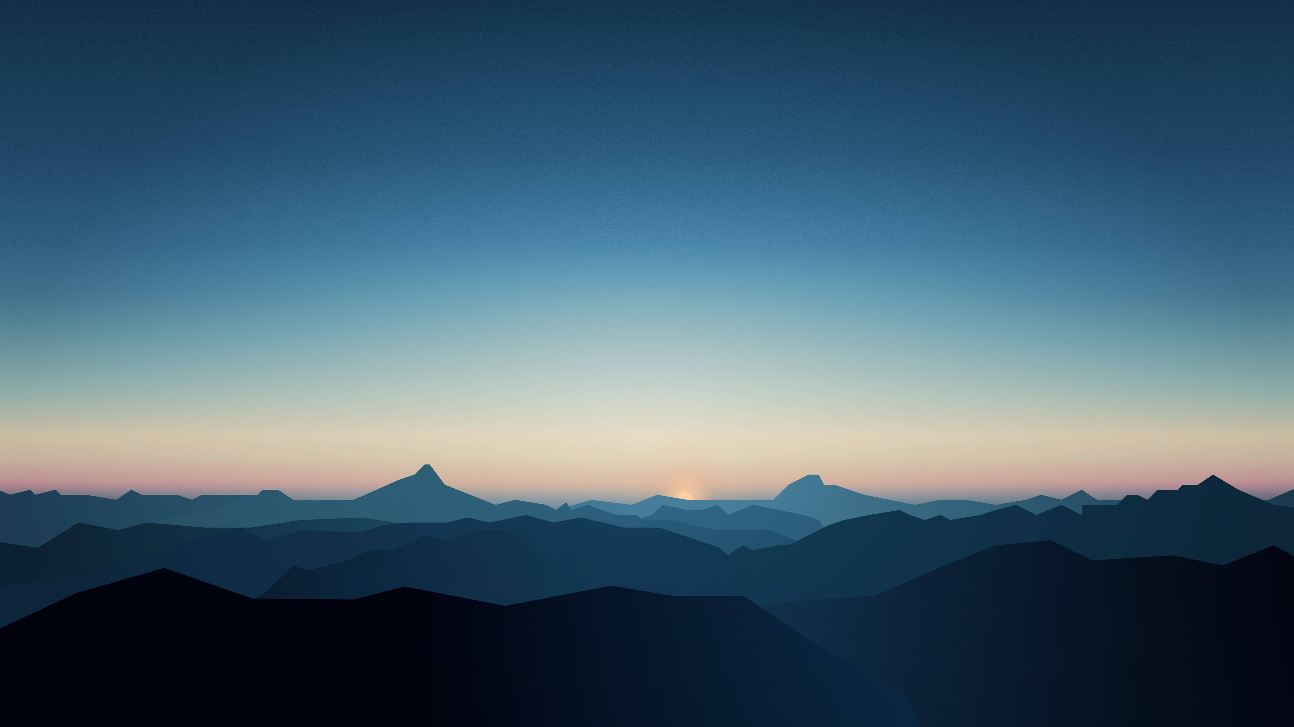 5K HD, mountain ranges, gradient sky, 5K Desktop Wallpaper