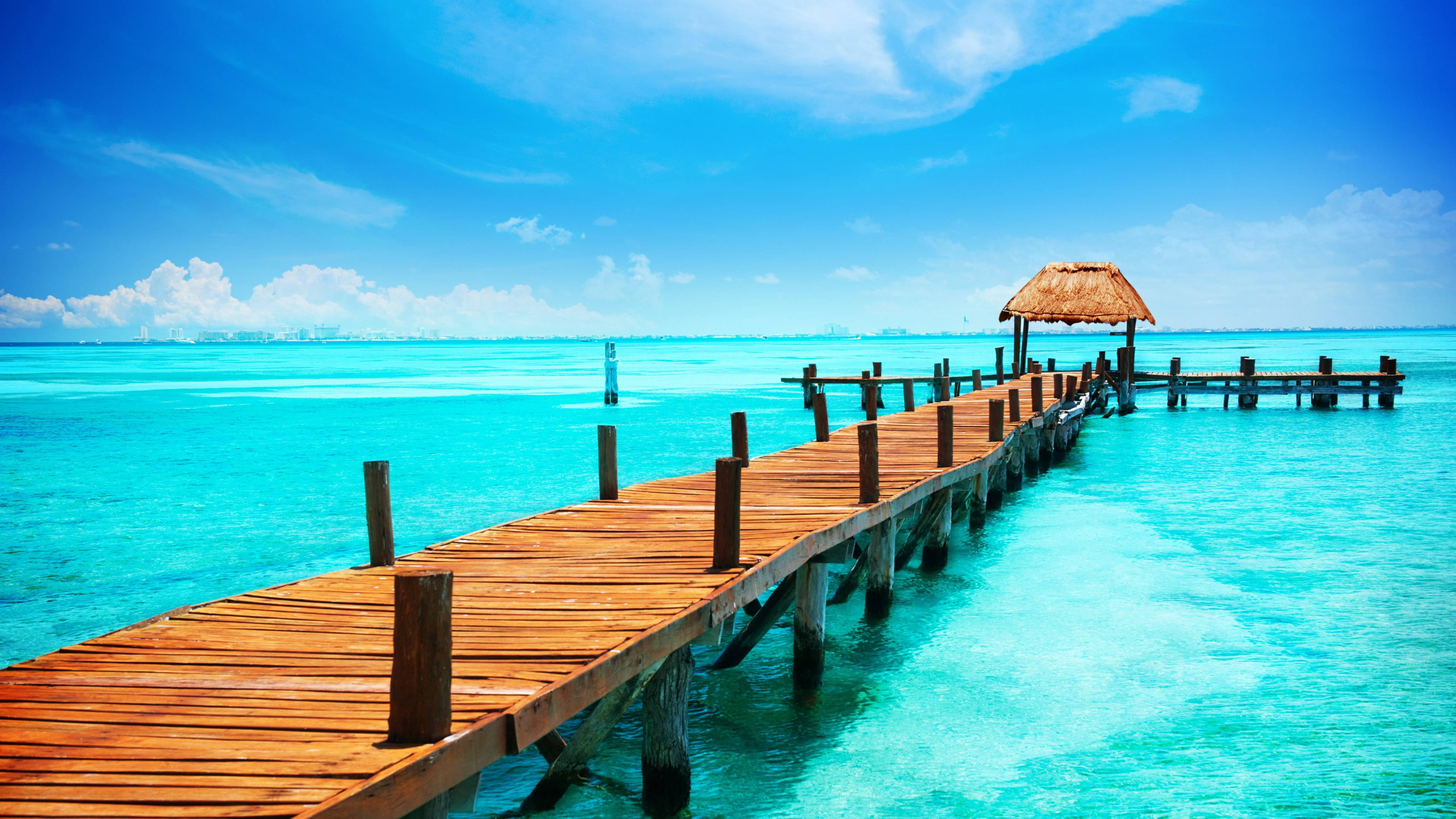 5K HD, beach dock, wooden pier, 5K Desktop Wallpaper