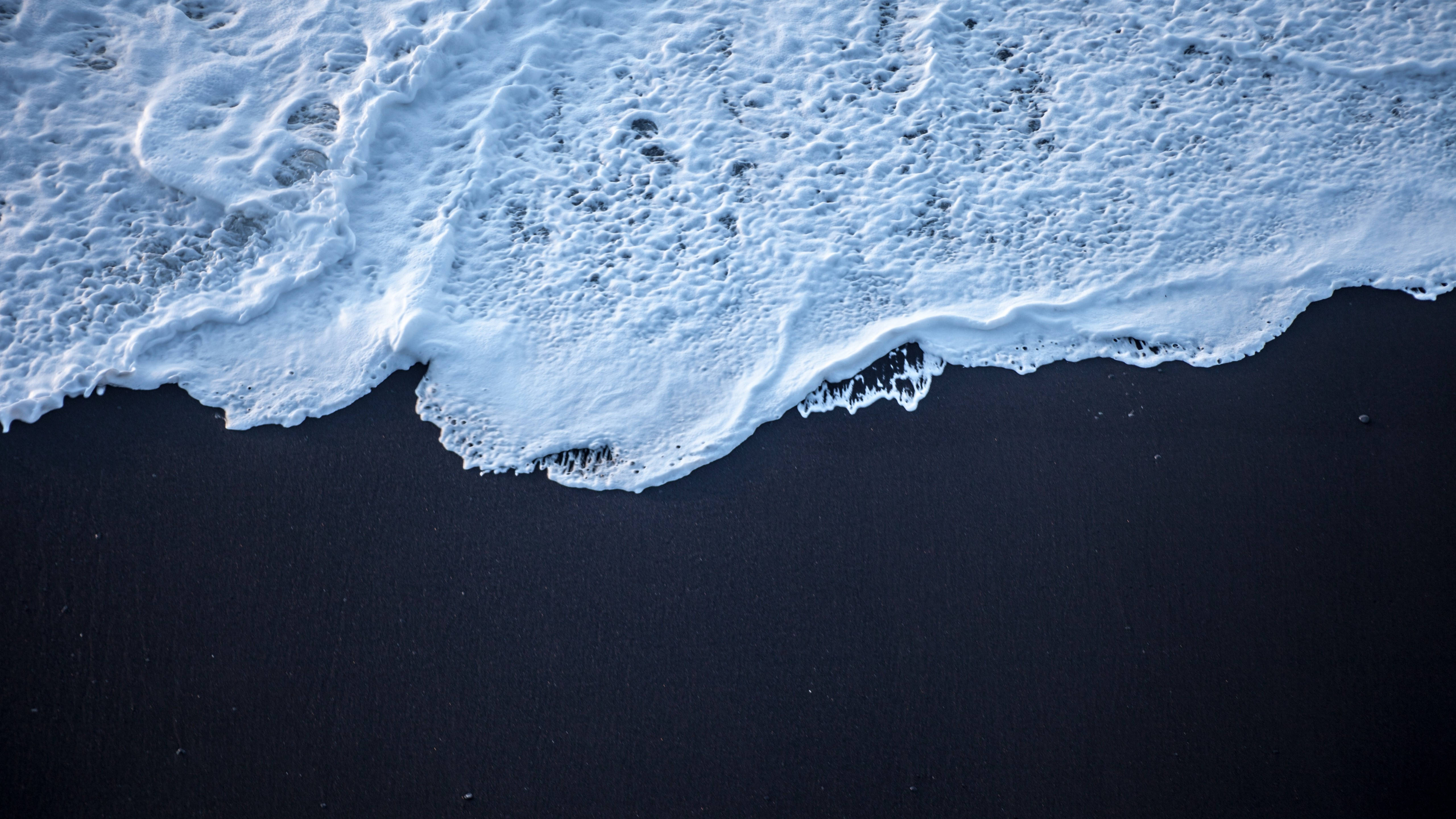 5K HD, seashore, foamy ocean waves, 5K Desktop Wallpaper