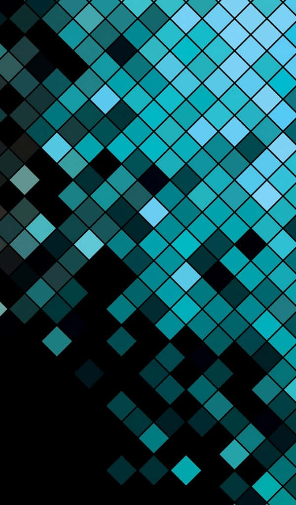 teal, black, diamond tiles, SD Phone Wallpaper