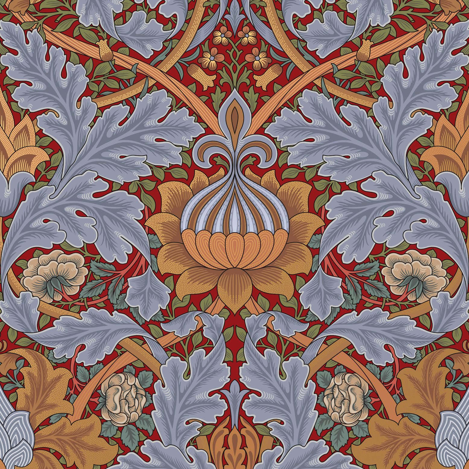 60s Aesthetic, Art Nouveau, red gold, HD Desktop Wallpaper