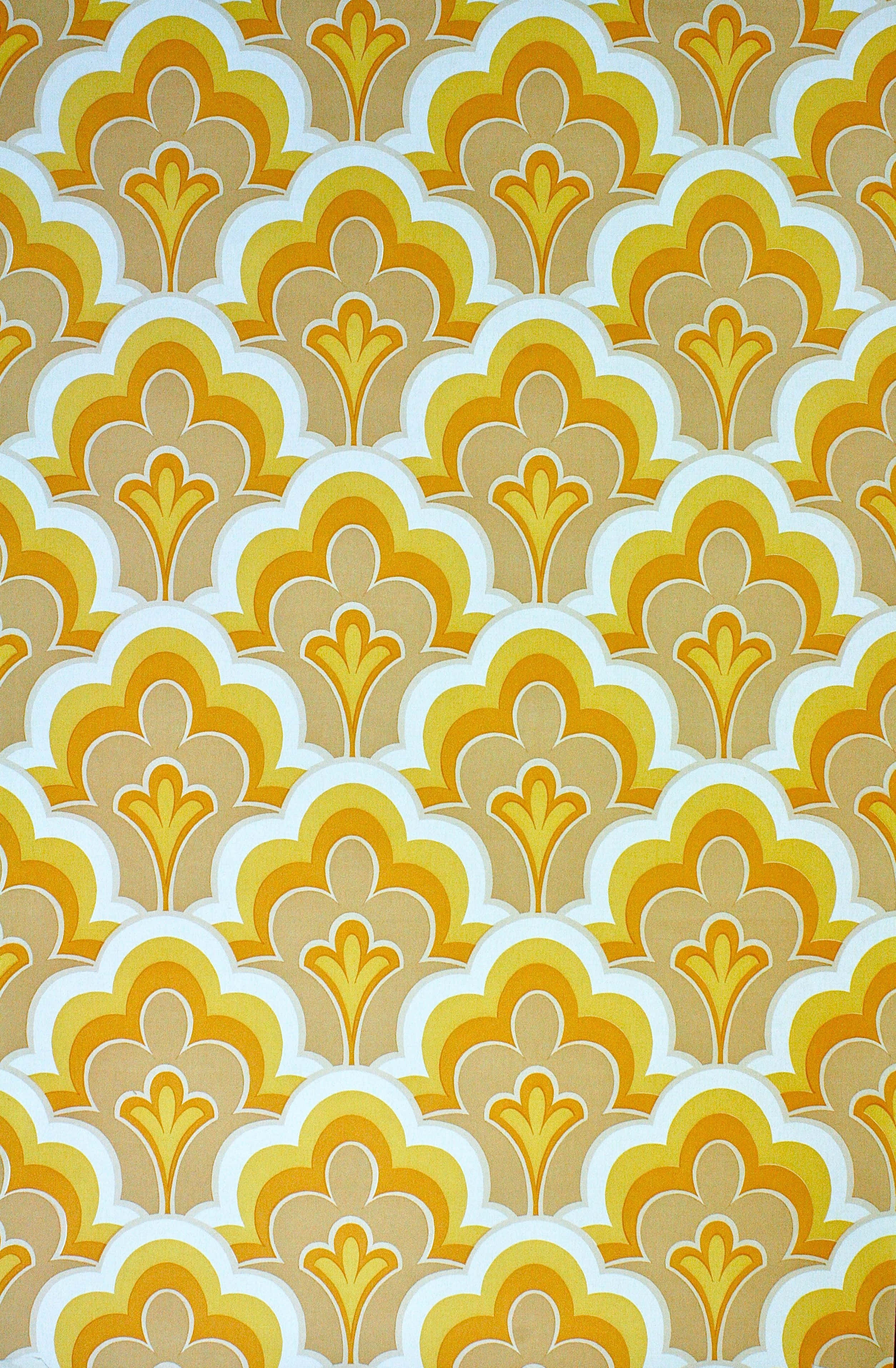 60s, geometric pattern, yellow ochre, 2K Phone Wallpaper