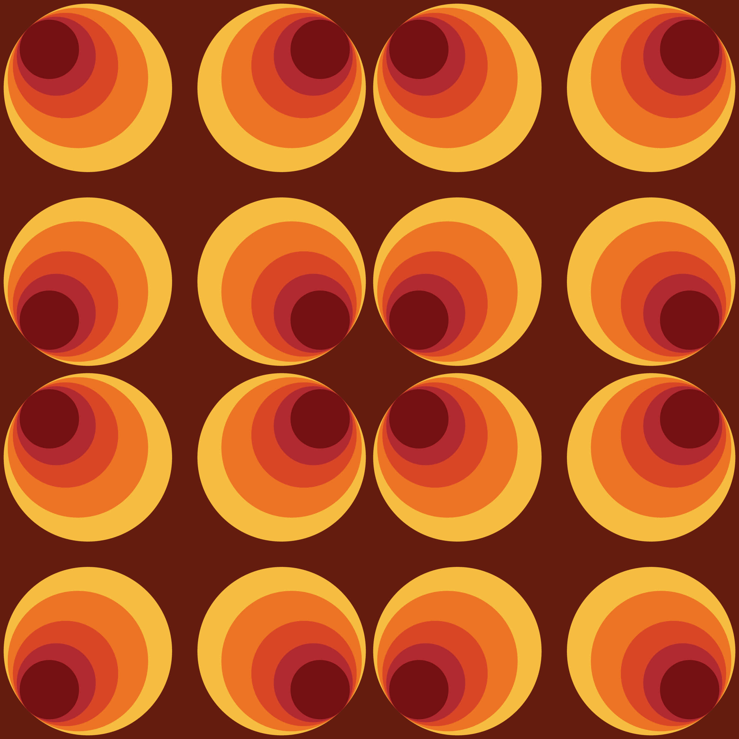 60s Fashion, concentric circles, warm orange, 2K Desktop Wallpaper