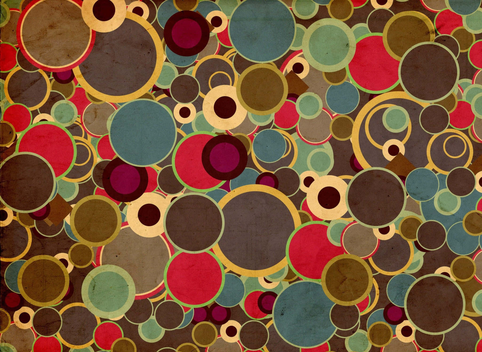 60s Style, retro colors, overlapping circles, Full HD Desktop Wallpaper
