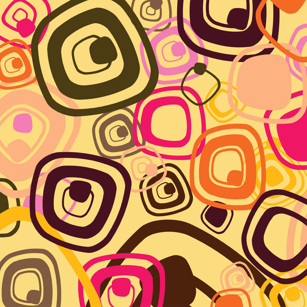 60s Style, bold pink orange and brown, creamy yellow background, SD Desktop Wallpaper