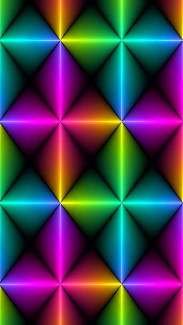 640x1136, glowing diamond shapes, rainbow hues, SD Phone Wallpaper