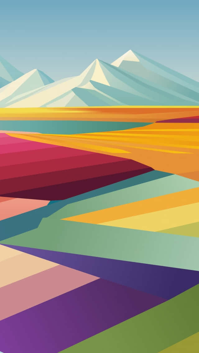 640x1136, geometric landscape, colorful layered fields, SD Phone Wallpaper