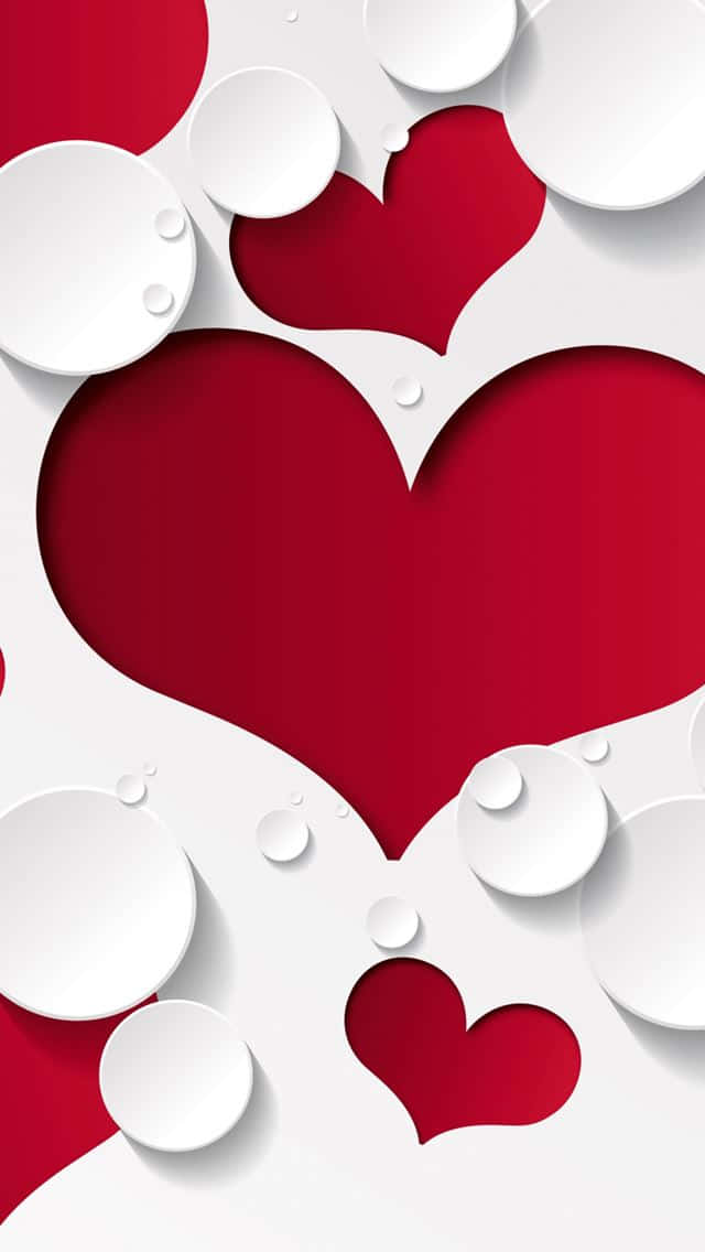 640x1136, red hearts, white circles, SD Phone Wallpaper