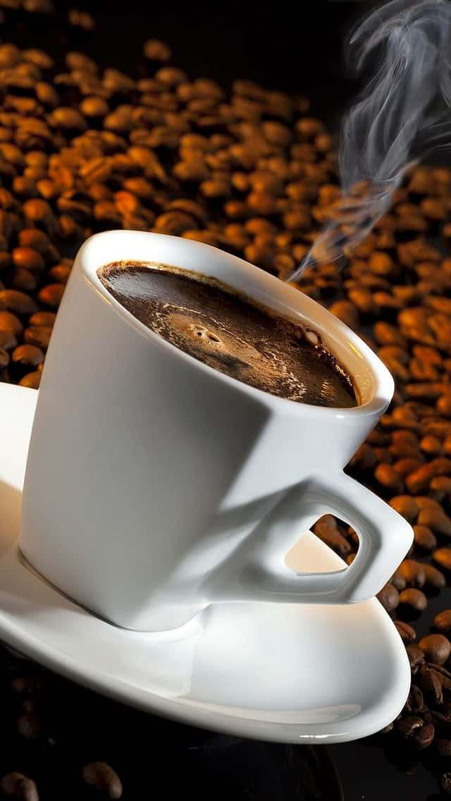 640x1136, white coffee cup, saucer, SD Phone Wallpaper