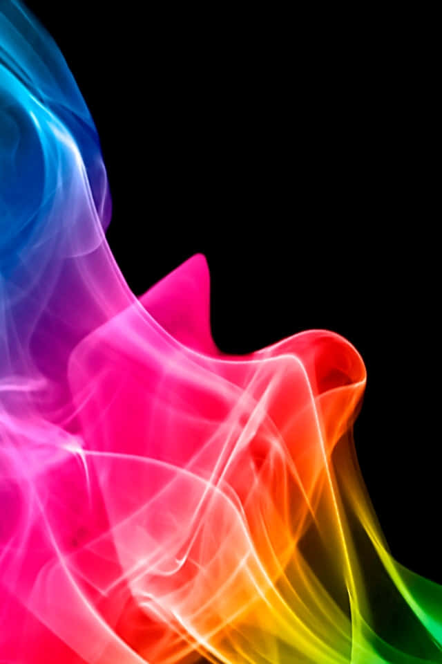 rainbow smoke, black background, abstract flow, SD Phone Wallpaper