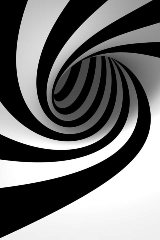 black and white, spiral tunnel, geometric contrast, SD Phone Wallpaper