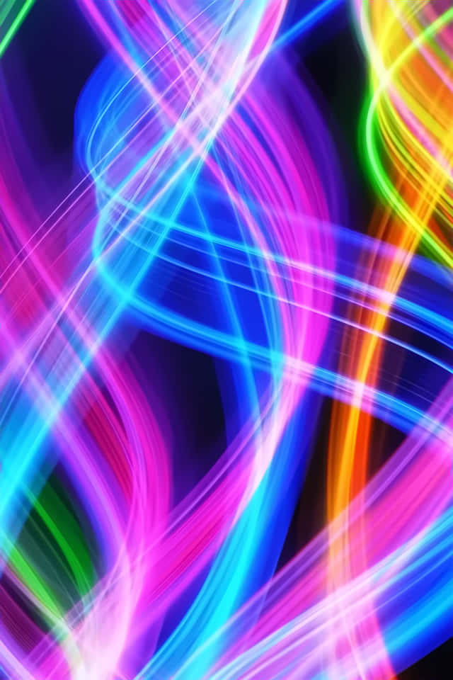 yellow and pink sunset, ocean, vibrant neon light trails, SD Phone Wallpaper