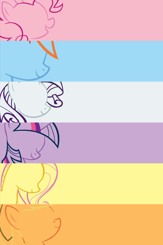 640x960, pastel-colored horizontal stripes, stylized pony head silhouette, SD Phone Wallpaper