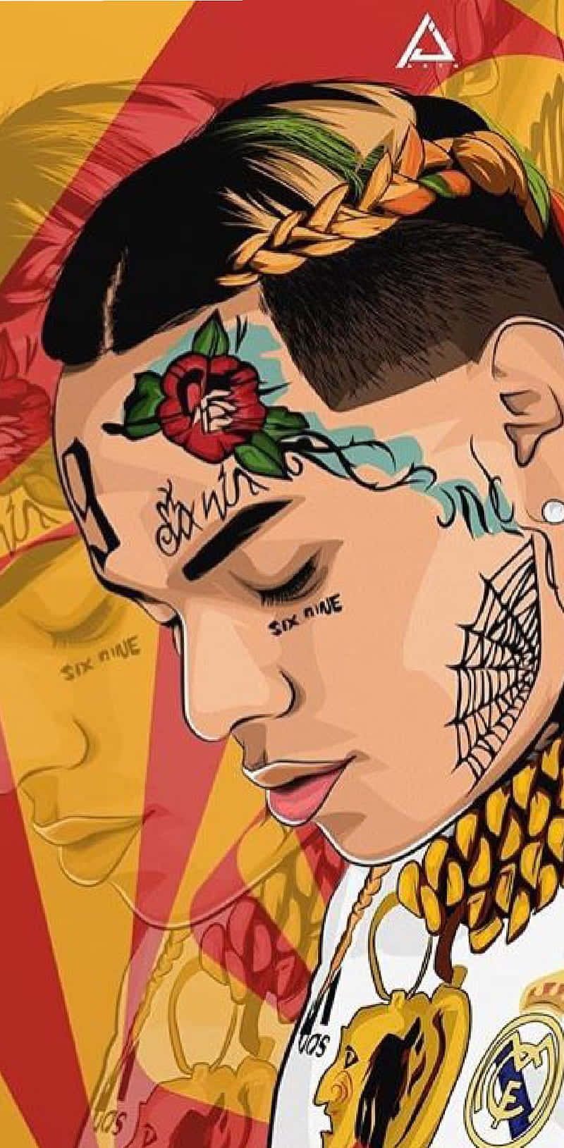 69 Rapper, tattoos, crown, HD Phone Wallpaper