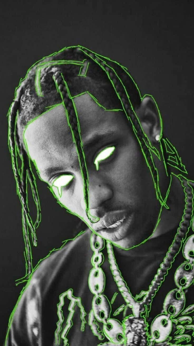 69 Rapper, neon green outlines, glowing green eyes, HD Phone Wallpaper