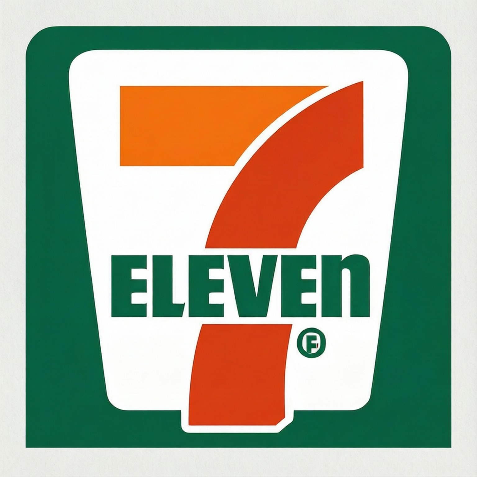 7 Eleven, orange red number seven, green text, HD Desktop Wallpaper
