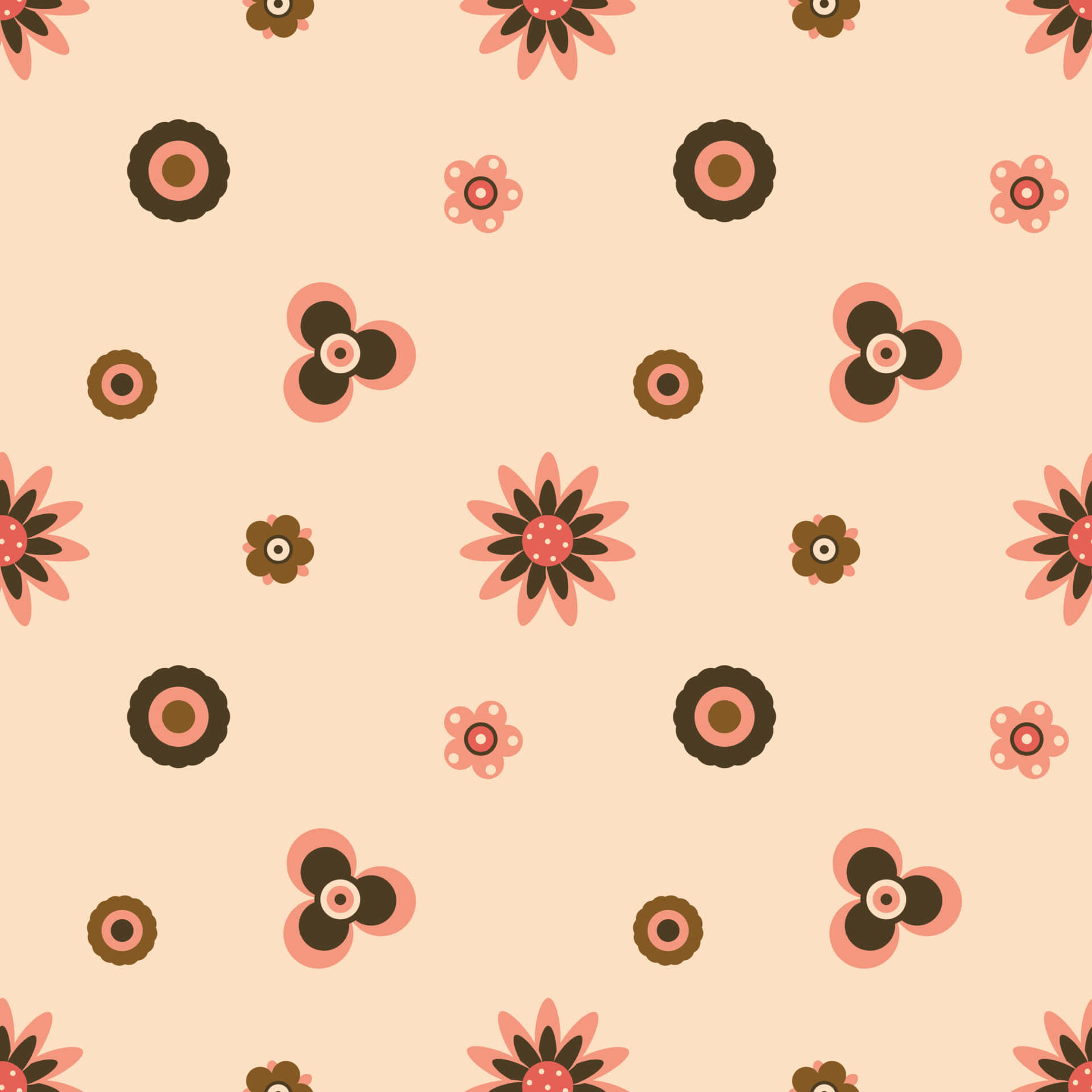 70s Floral, pink, brown, Full HD Desktop Wallpaper